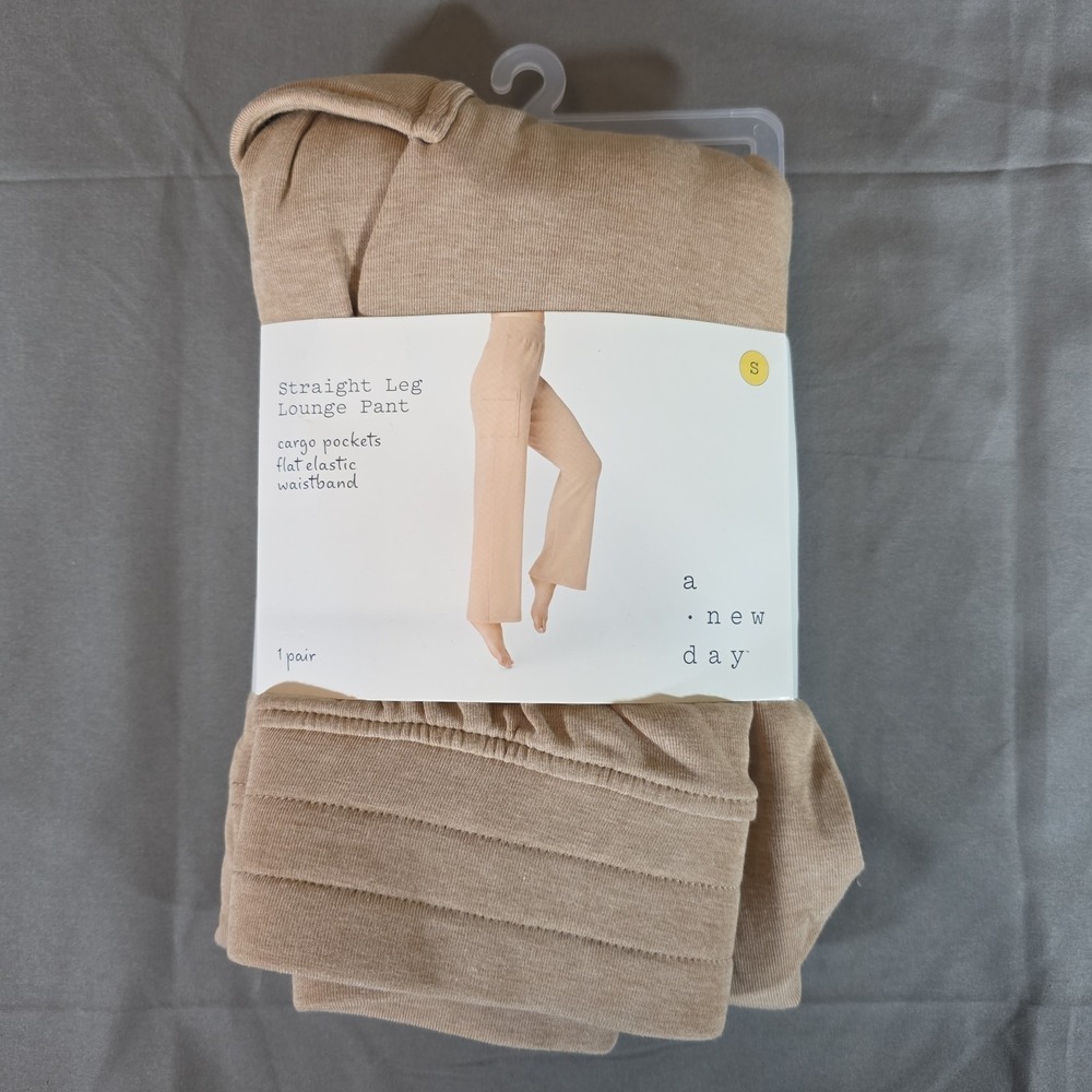 A New Day Straight Leg Lounge Pants Cargo Pockets Elastic Waistband Size Small
